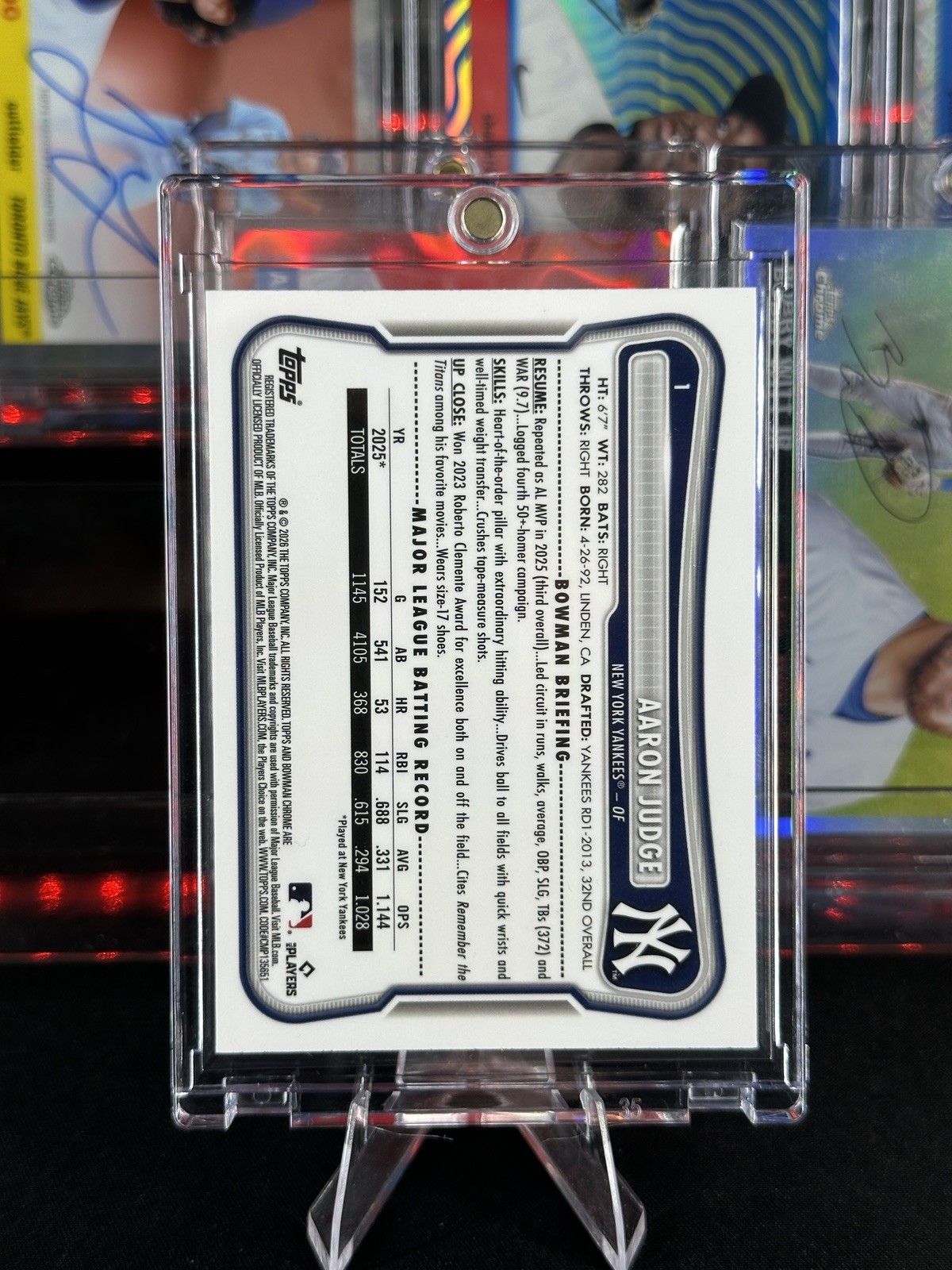 🔥 Aaron Judge 2026 Bowman #1 Chrome Mojo Yellow Refractor #/75 Yankees 🔥