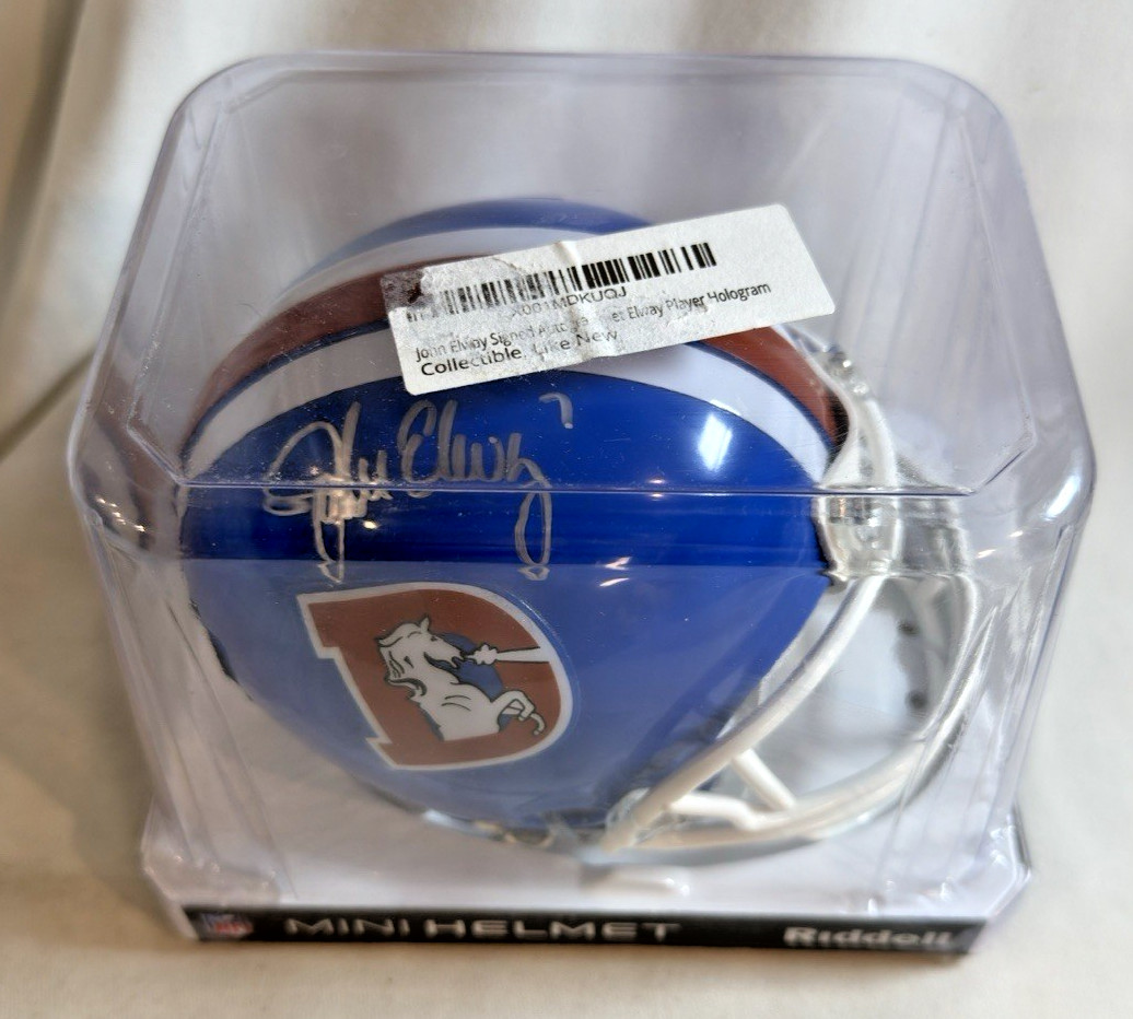 John Elway Signed Denver Broncos Old Logo Riddell VSR4 Mini Helmet