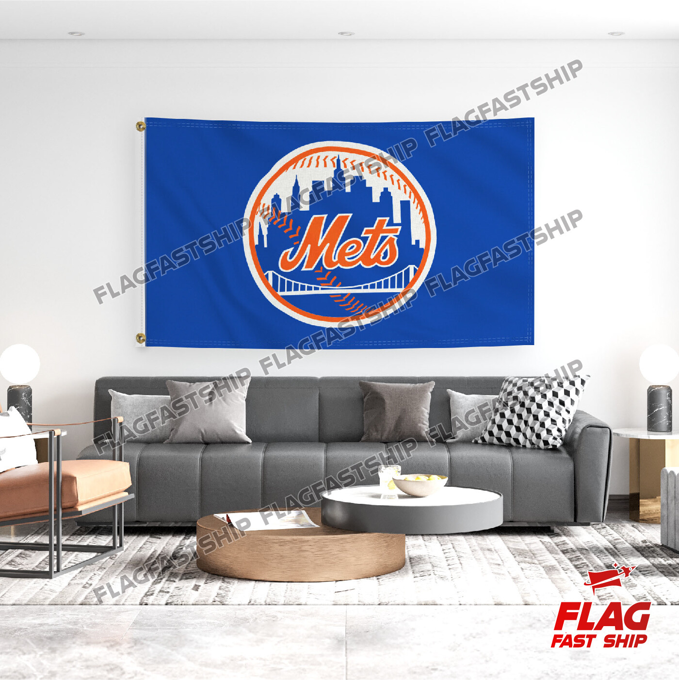 New York Mets Flag 3×5 FT Banner Logo Grommets Man Cave US Seller FREE Shipping