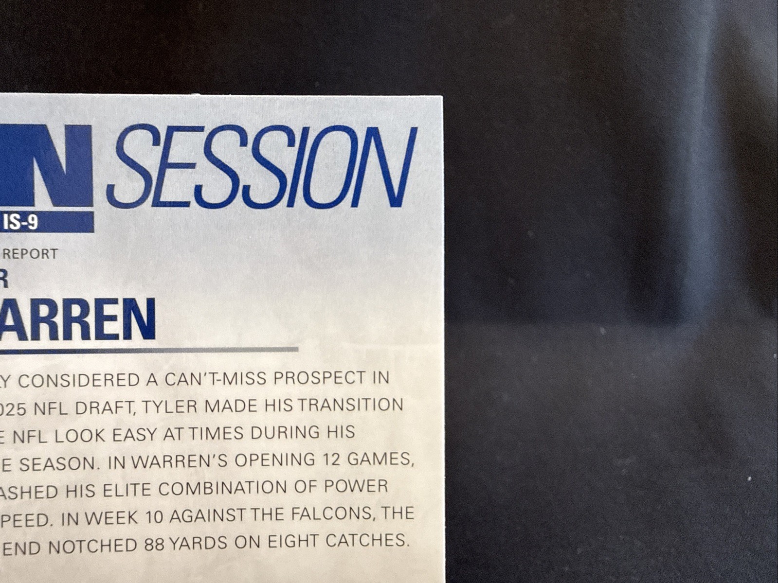 Tyler Warren 2025 Topps In Session IS-9 RC Indianapolis Colts