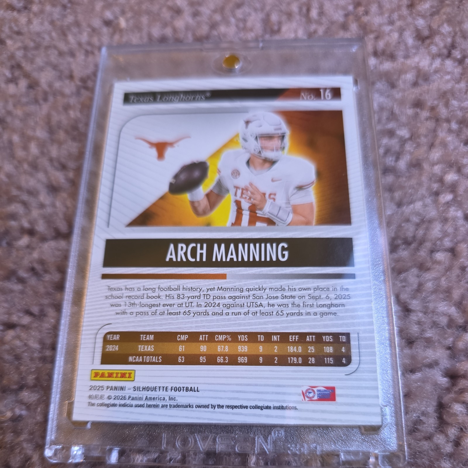 2025 Panini Silhouette Arch Manning Purple /125 #16