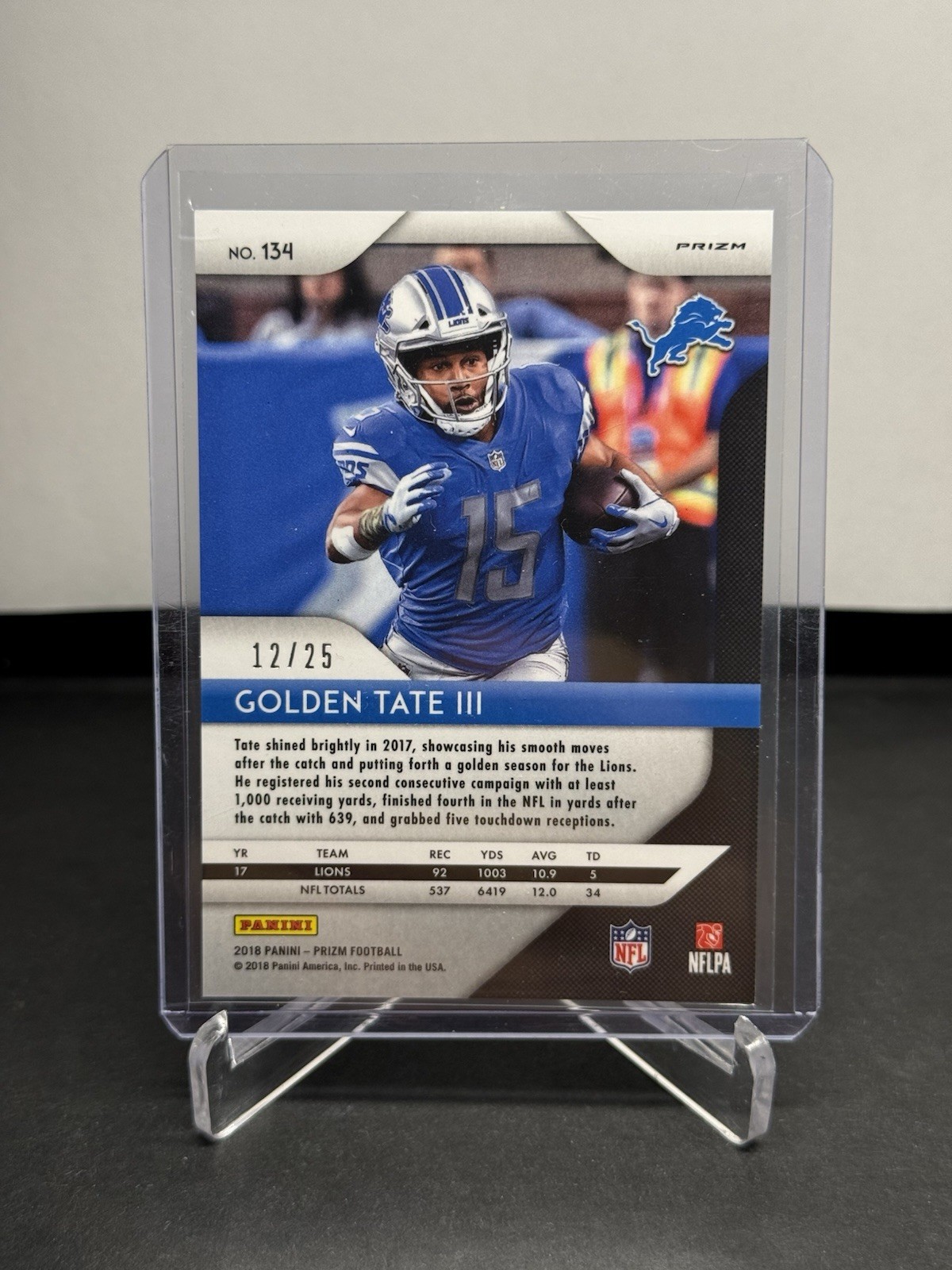 2018 Panini Prizm – Golden Tate #134 Camo Prizm /25