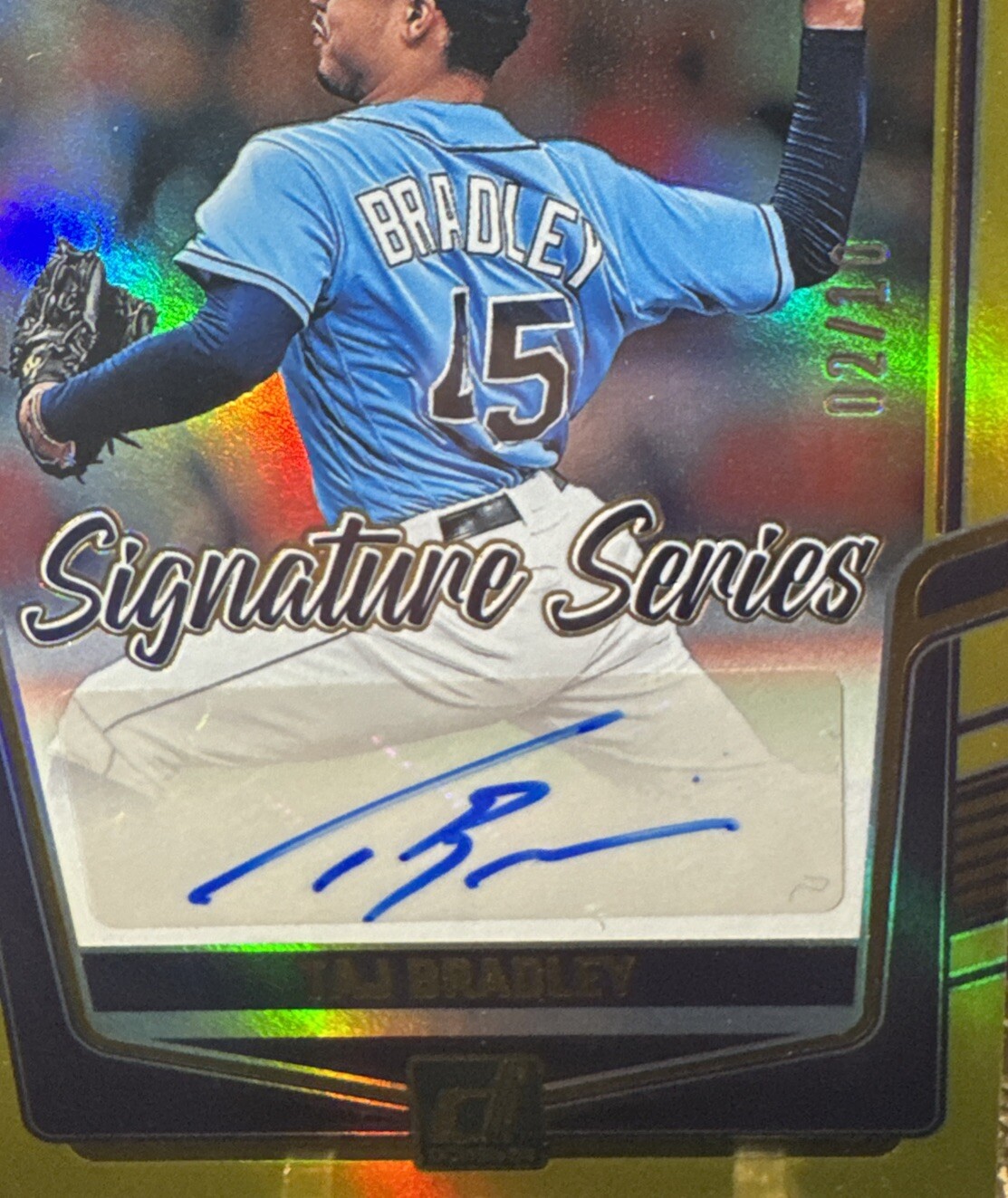 2024 Donruss Signature Series Autograph Taj Bradley #SS-TB Gold /10 TB Rays