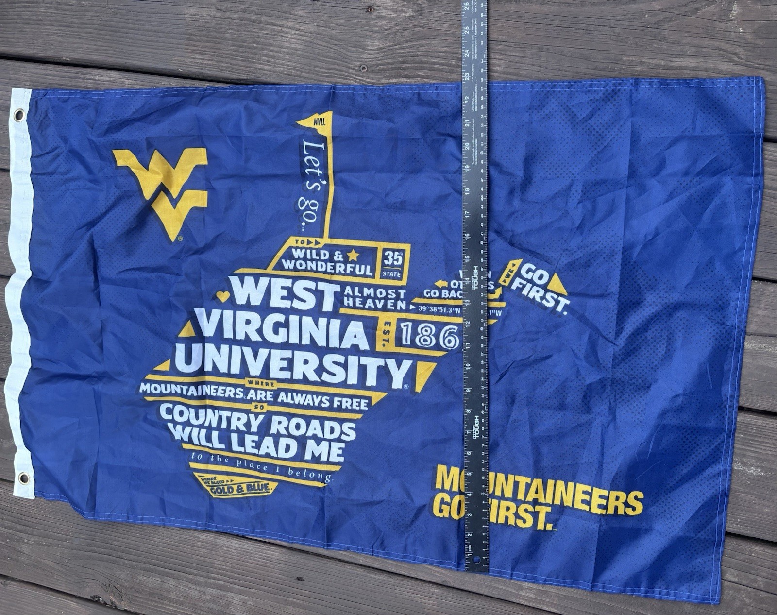 West Virginia University Mountaineers Flag 36 X 23 Inches