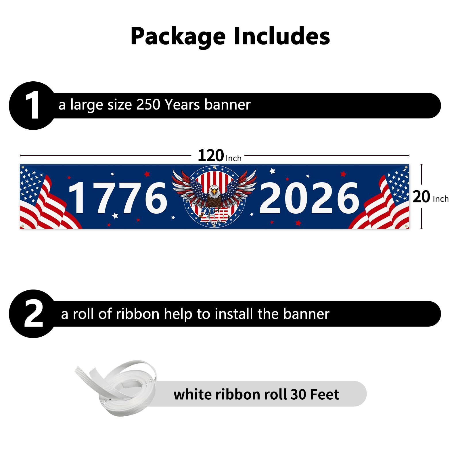 Probsin Large 250th Anniversary Banner 120″ x 20″ (300 cm x 50 cm), Blue