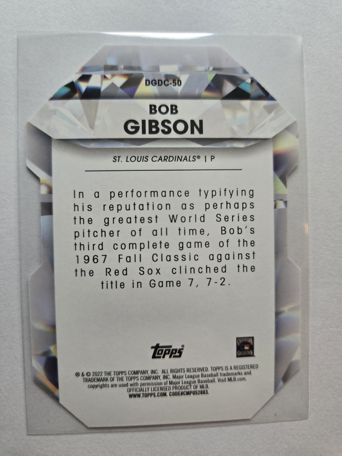 Bob Gibson 2022 Topps Diamond Greats Die Cuts #DGDC-50 AA75