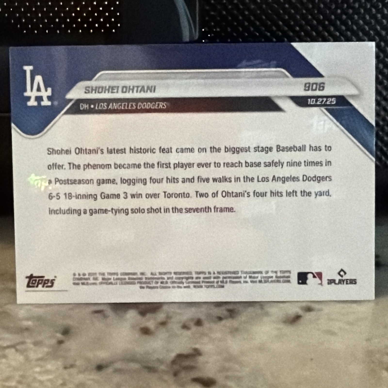 2025 Topps Now #906 Shohei Ohtani Dodgers – World Series Game 3 Highlight 🔥🔥