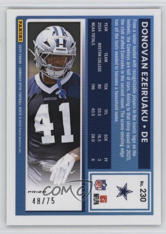 2025 Donruss Optic Electricity Prizm 48/75 Donovan Ezeiruaku #230 Rookie RC 10tb