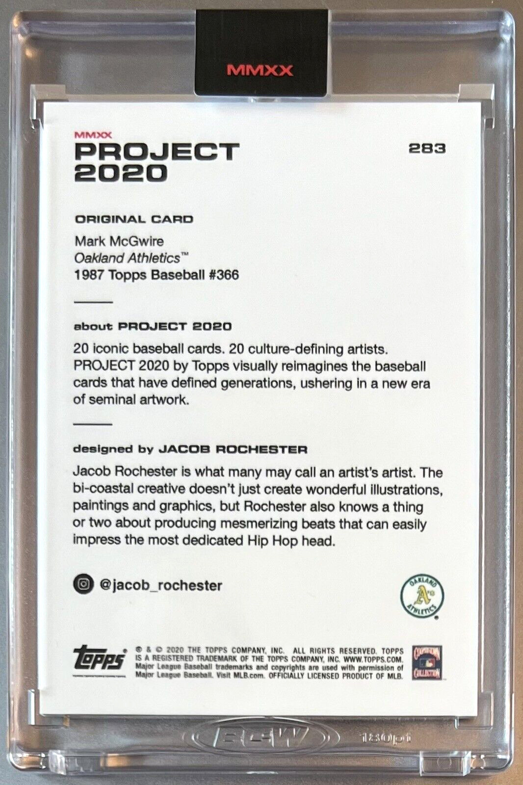 TOPPS PROJECT 2020 #283 MARK McGWIRE by JACOB ROCHESTER 1987 ATHLETICS FREE SHIP