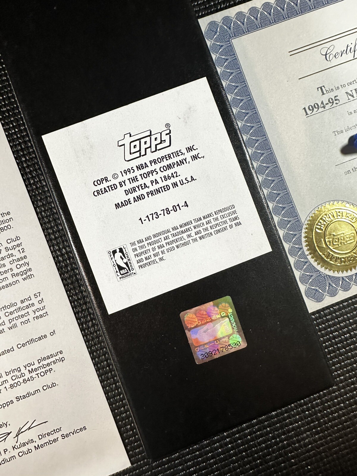 1994-1995 Stadium Club Basketball MEMBERS ONLY Complete Set 18/1800 W/COA! Wow!