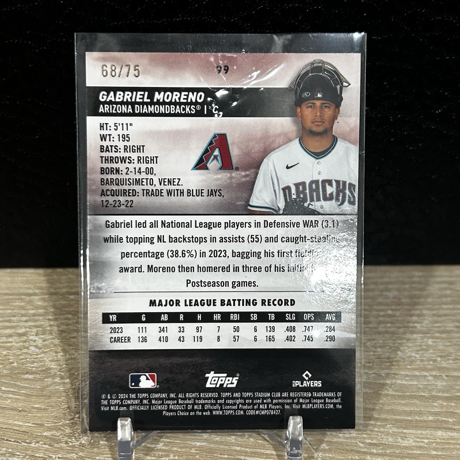SEE PHOTOS 2024 Topps Stadium Club Gabriel Moreno #99 Purple Foil /75