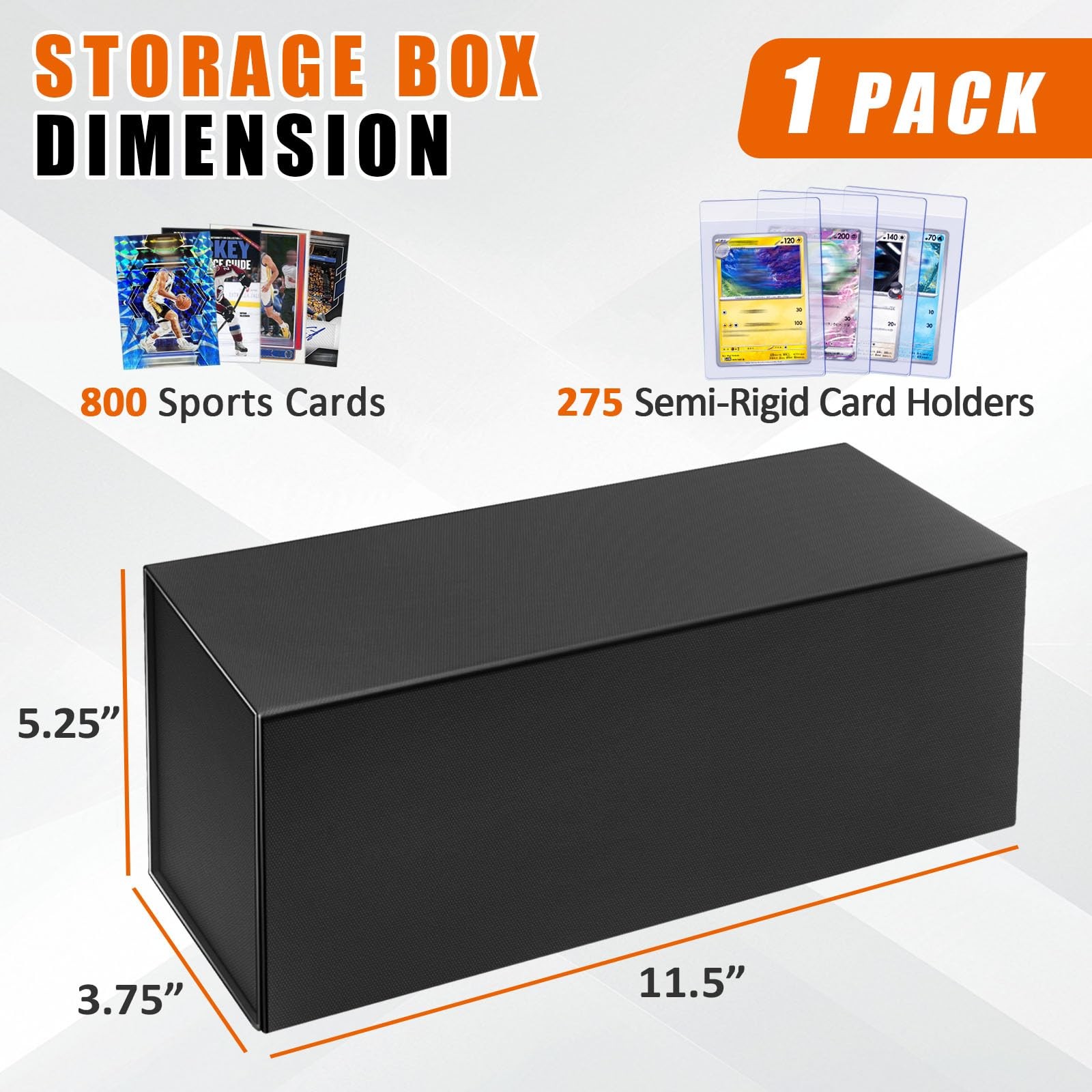 2 Pack Semi Rigid Card Holder, Magnetic and Semi Rigid Card Storage Box, Black
