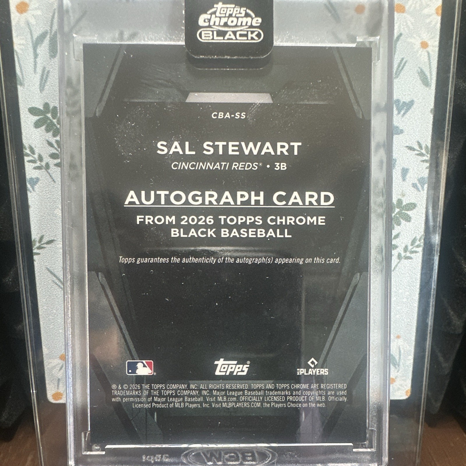 Topps 2026 Chrome Black Sal Stewart CBA-SS RC Auto 58/99 Refractor on card auto