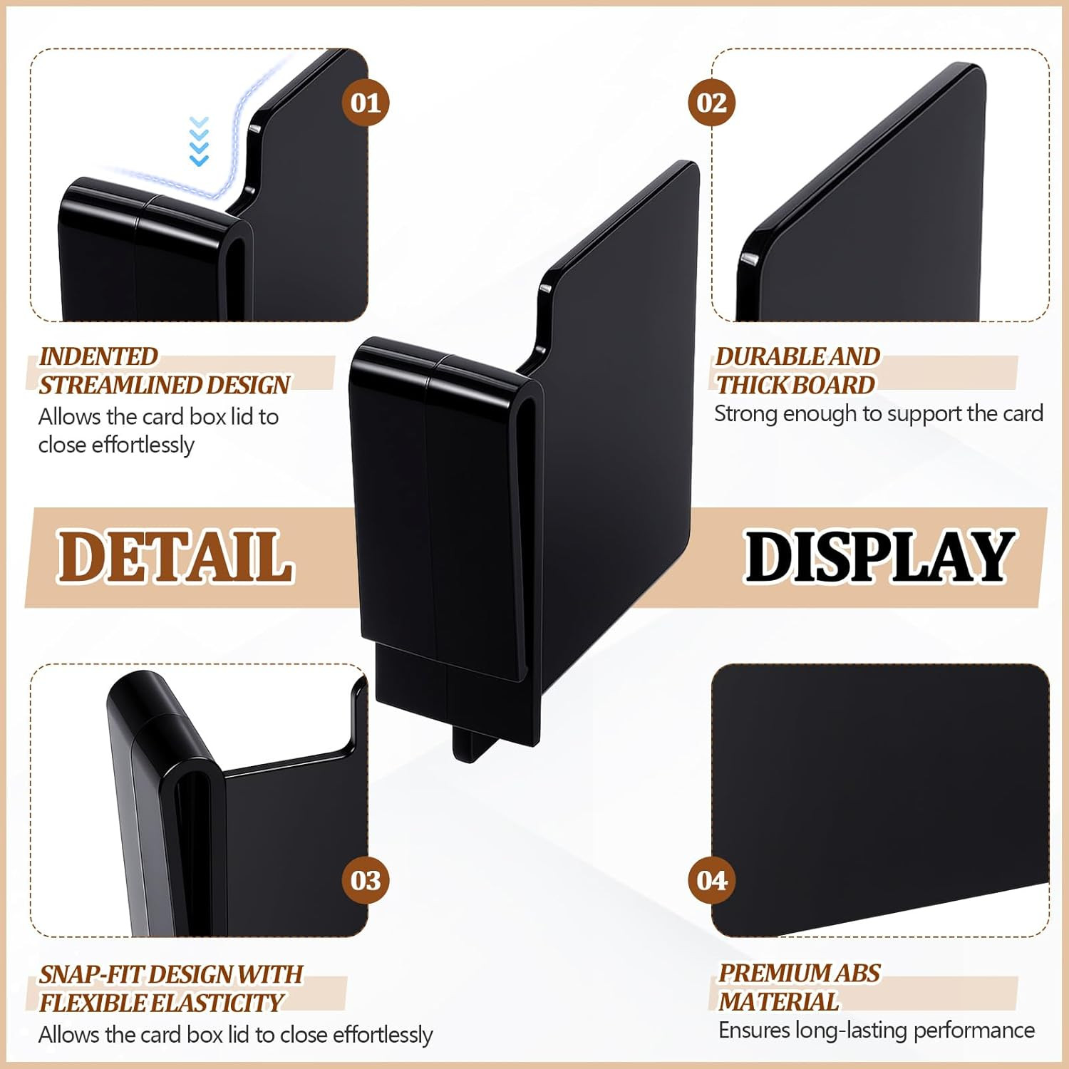 10 Pcs Black Card Box Dividers, ABS Trading Card Dividers Clip Storage Separator