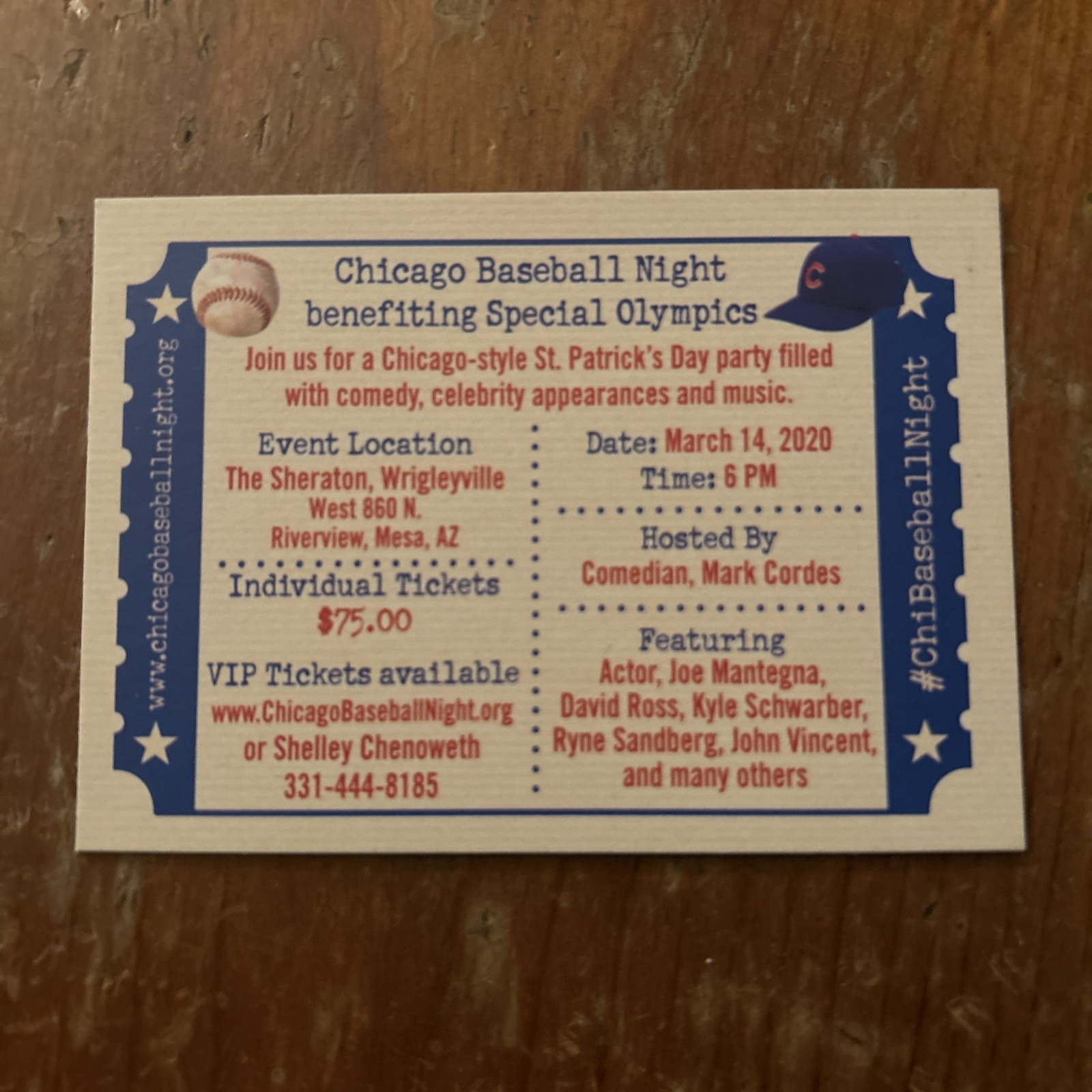 2020 Special Olympics Kyle Schwarber And Joe Mantegna Chicago Night Benefit Ltd
