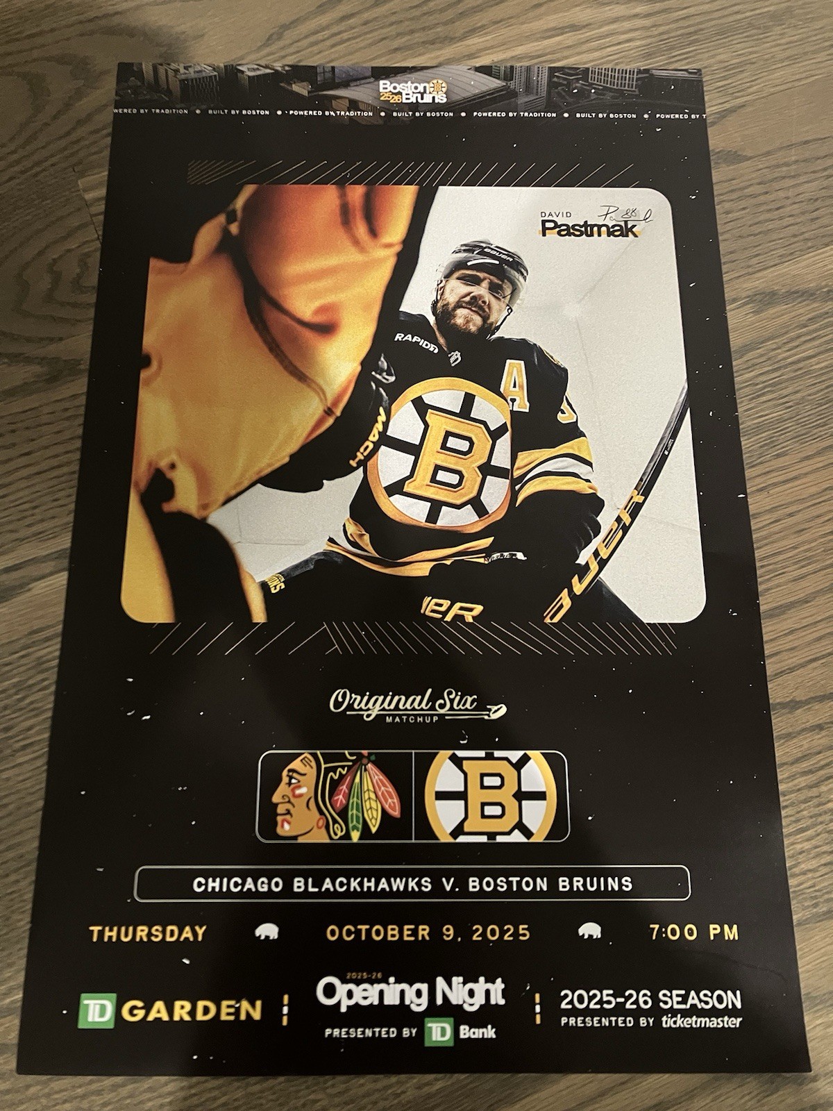 Boston Bruins Game Poster VS Chicago Blackhawks 10/9/25 #88 David Pastrnak ￼￼
