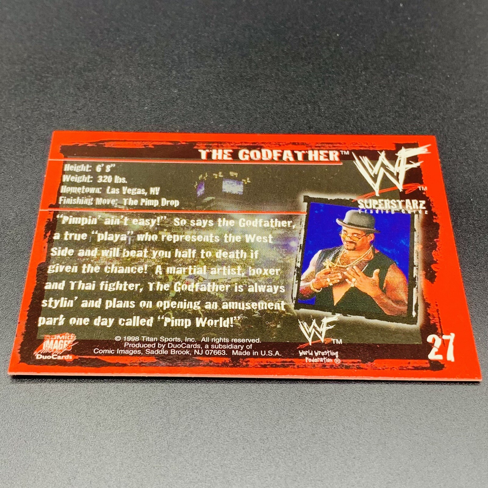WWE 1998 Comic Images DuoCards WWF Superstarz #27 The Godfather Trading Card EXC