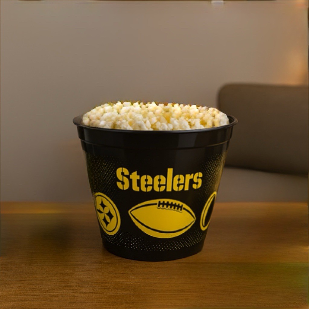 Pittsburgh Steelers Plastic Ice Bucket Popcorn Bucket 6” Tall 9” Diameter