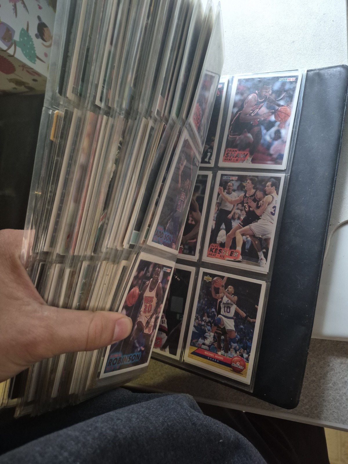 1991-95 football and basketball binder full of cards, front and back 500+ cards