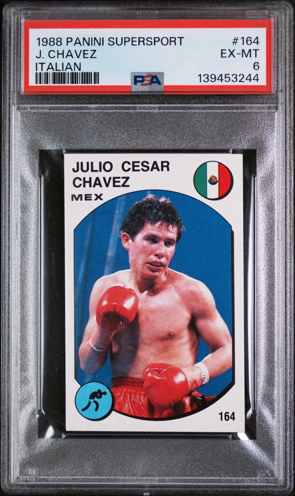 1988 PANINI SUPERSPORT JULIO CESAR CHAVEZ ( ULTRA RARE) ITALIAN VERSION PSA 6!