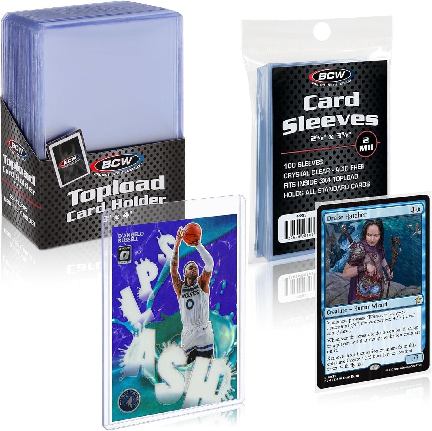 Archival Quality Trading Card Holders & Sleeves – 50 Holders & 100 Sleeves