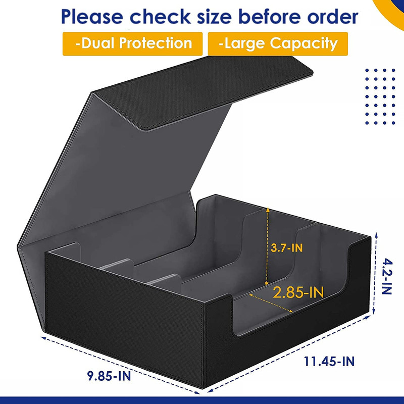 Trading Card Storage Box PU Leather Card Deck Case magnetic closure