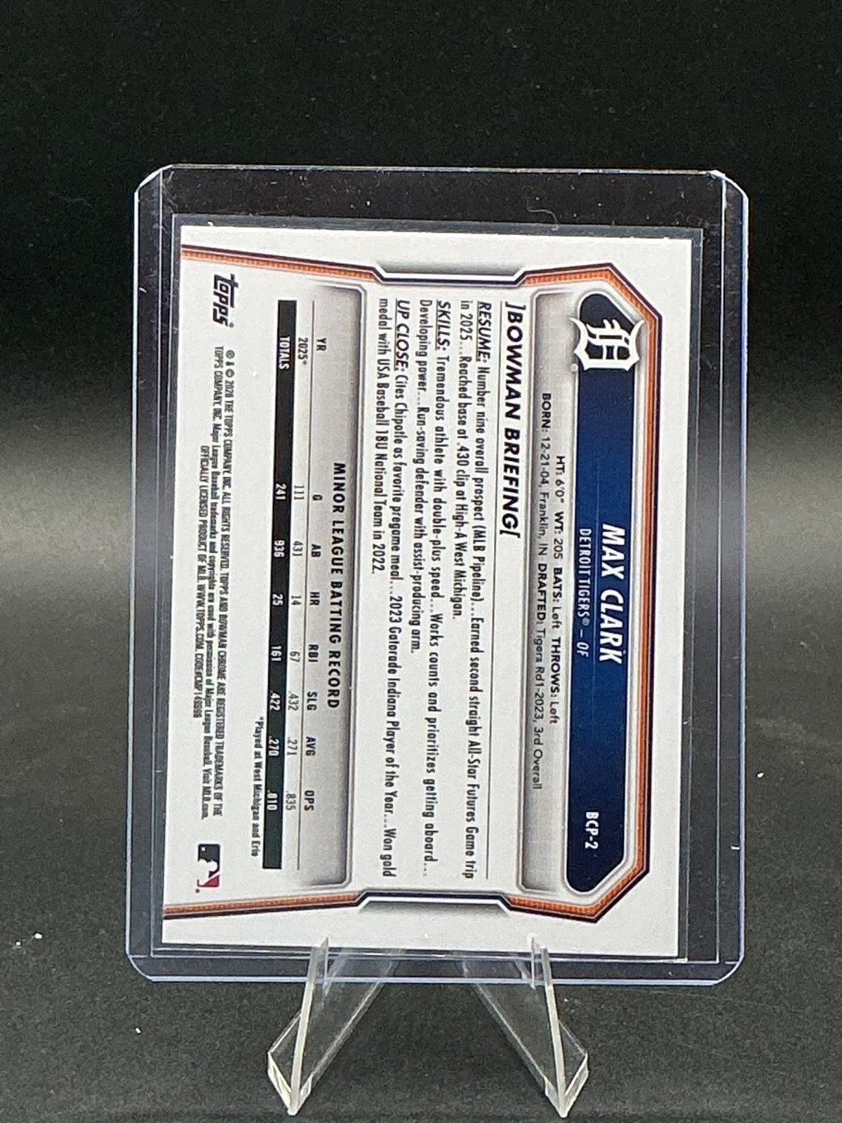 2026 Bowman Chrome – #BCP-2 Max Clark Green Mojo Refractor /399