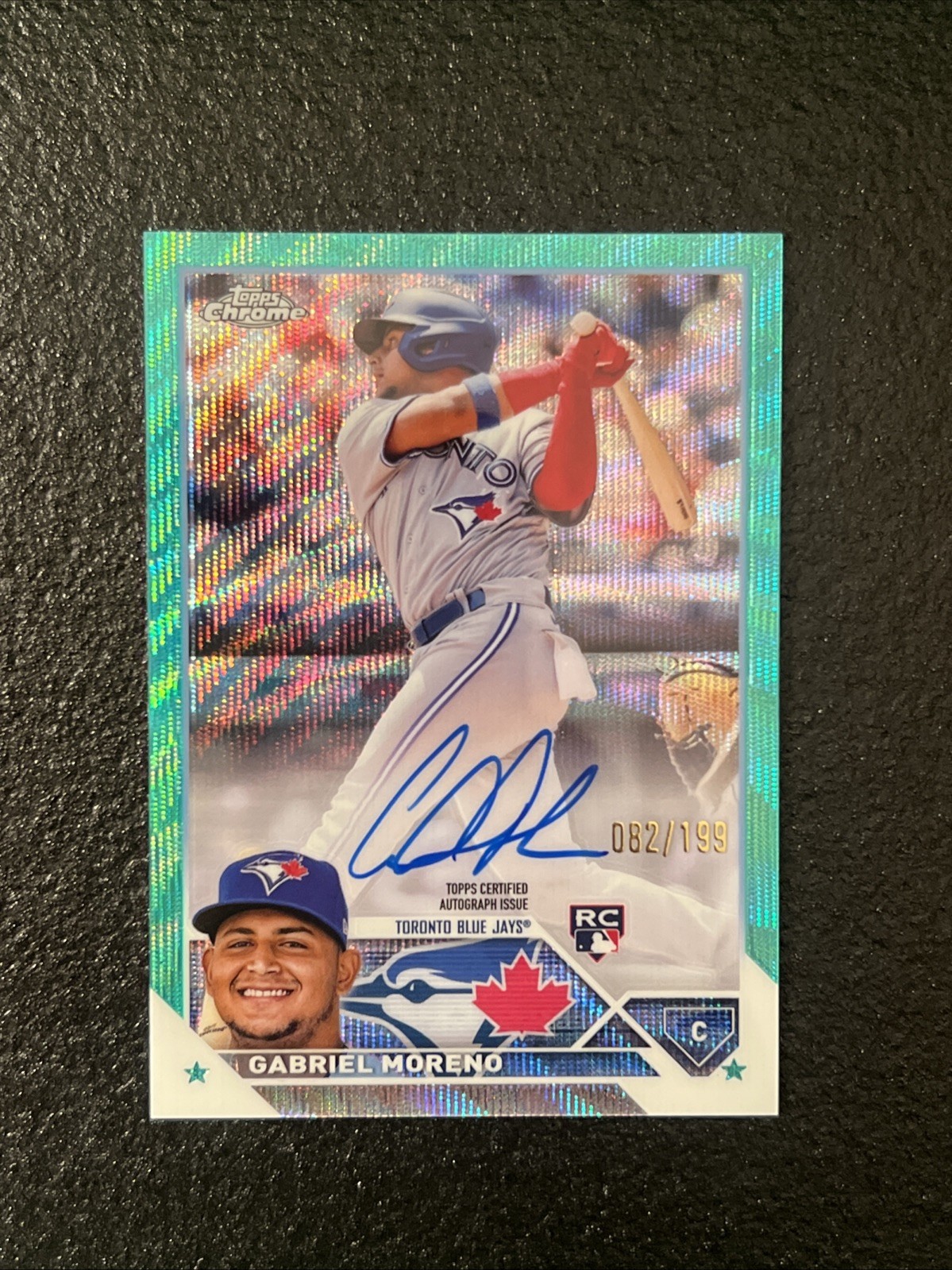 2023 Topps Chrome -Rookie Autographs Gabriel Moreno Aqua Wave Refractor /199 RC