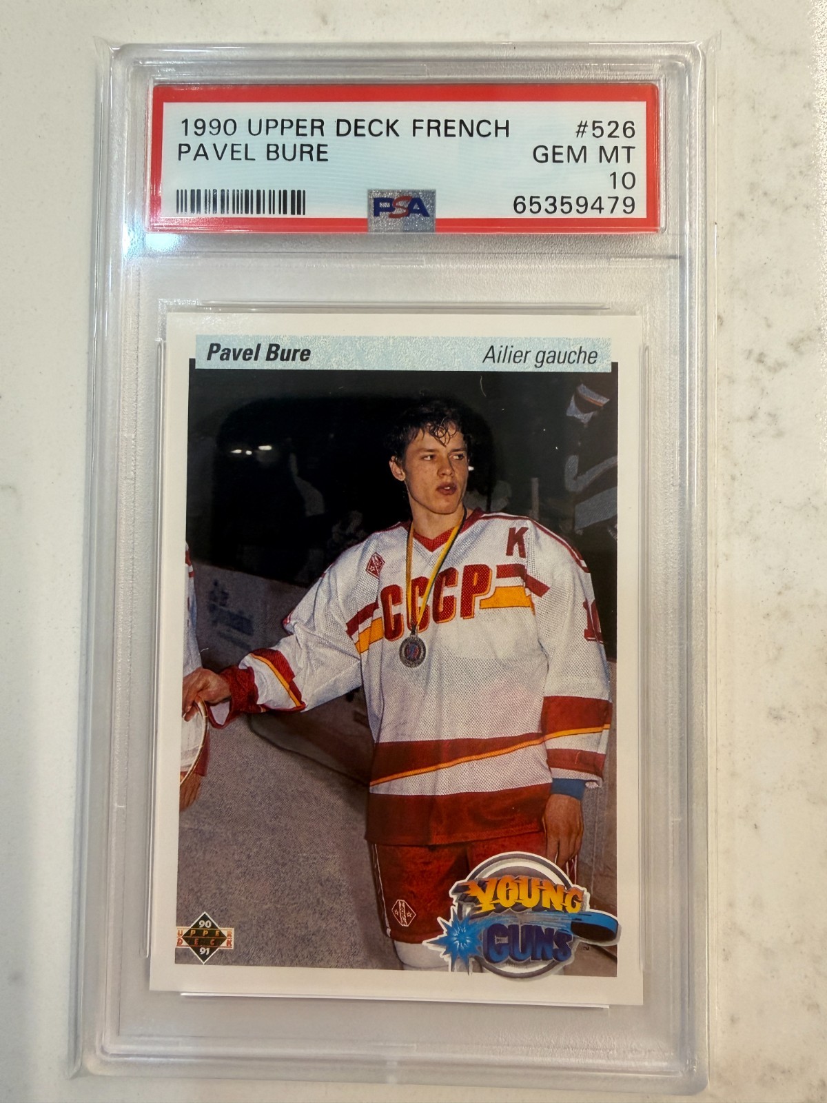 1990-91 Upper Deck FRENCH Young Guns #526 Pavel Bure RC ROOKIE PSA 10 GEM MINT