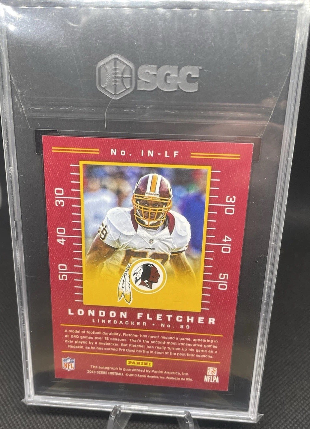 2013 Panini Score Inscriptions Autograph London Fletcher SGC 9.5 W/ 10 Auto