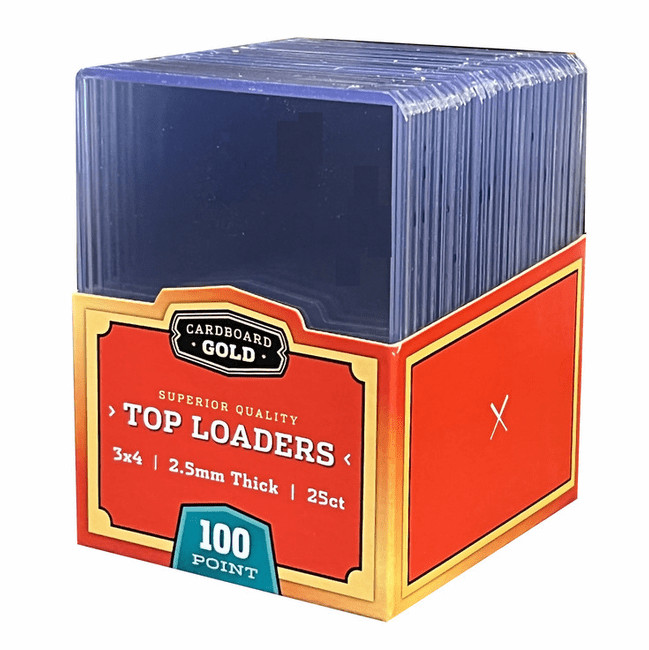 Thick 100 pt. Cardboard Gold Standard 3″ x 4″ Top Loaders, 25 per package.