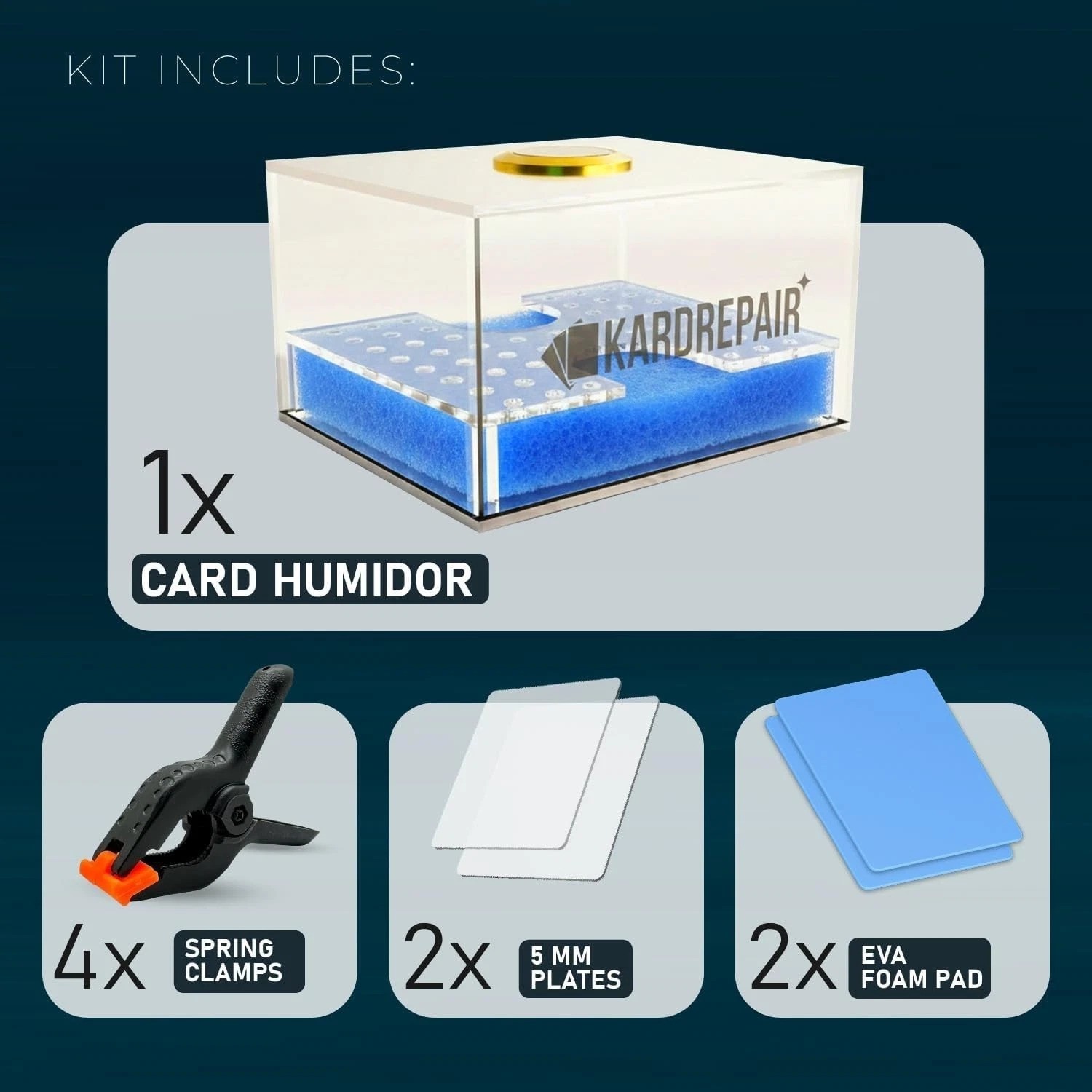 TCG Humidor Repair Kit – Includes 2 Acrylic Flattening Plates & 4 Spring Clam…