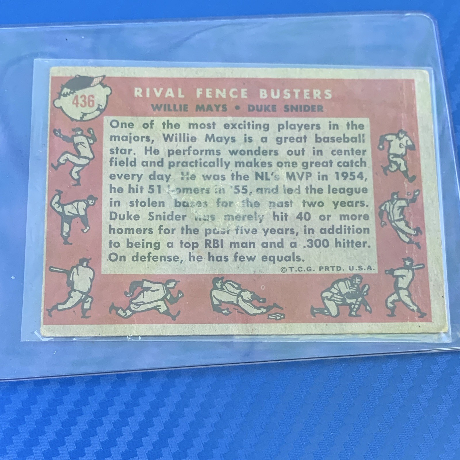 Topps 1958 #436 Rival Fence Busters Willie Mays/Duke Snider Giants/Dodgers