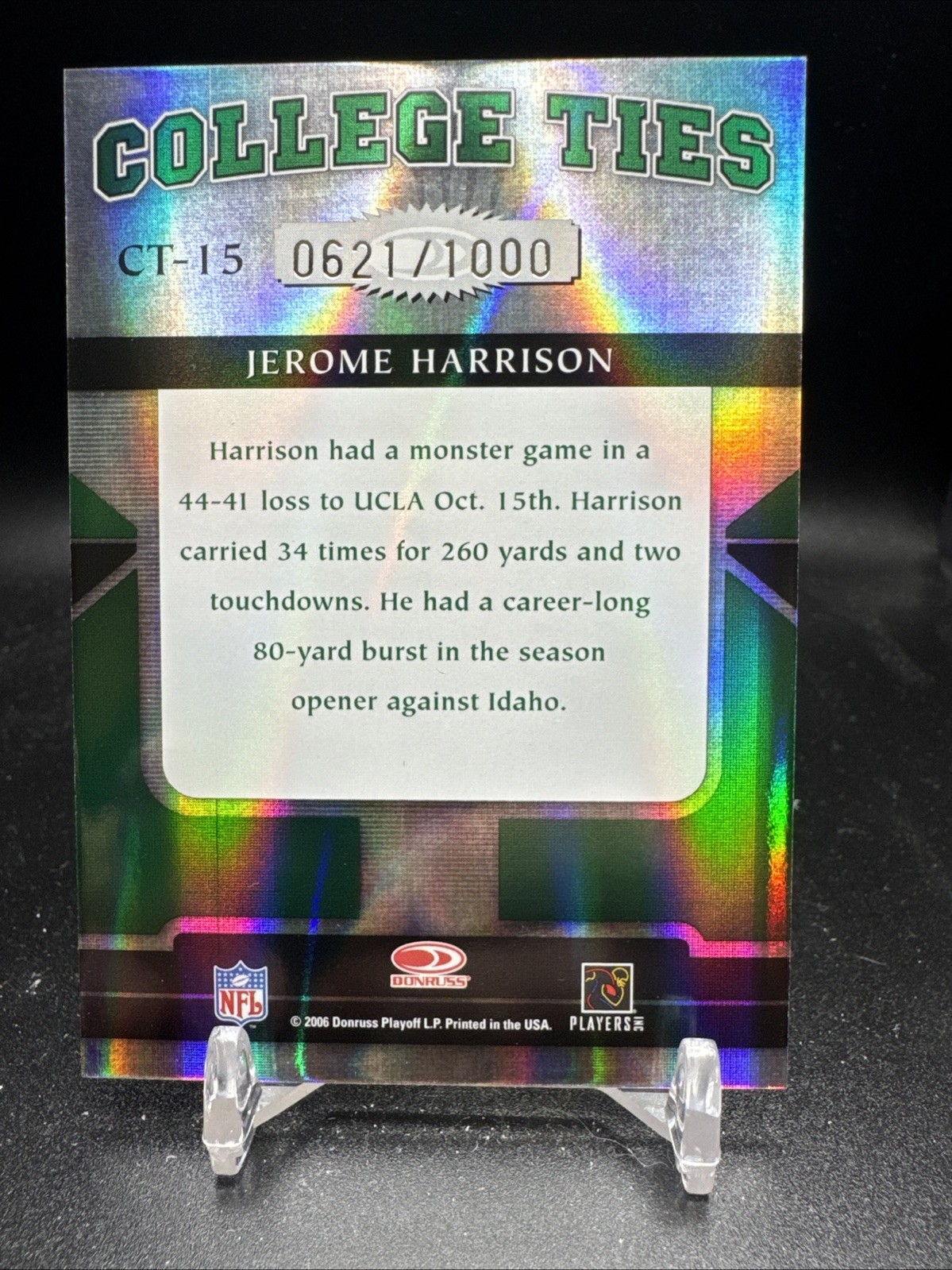 2005 Donruss Elite College Ties /1000 CT-15 Jerome Harrison