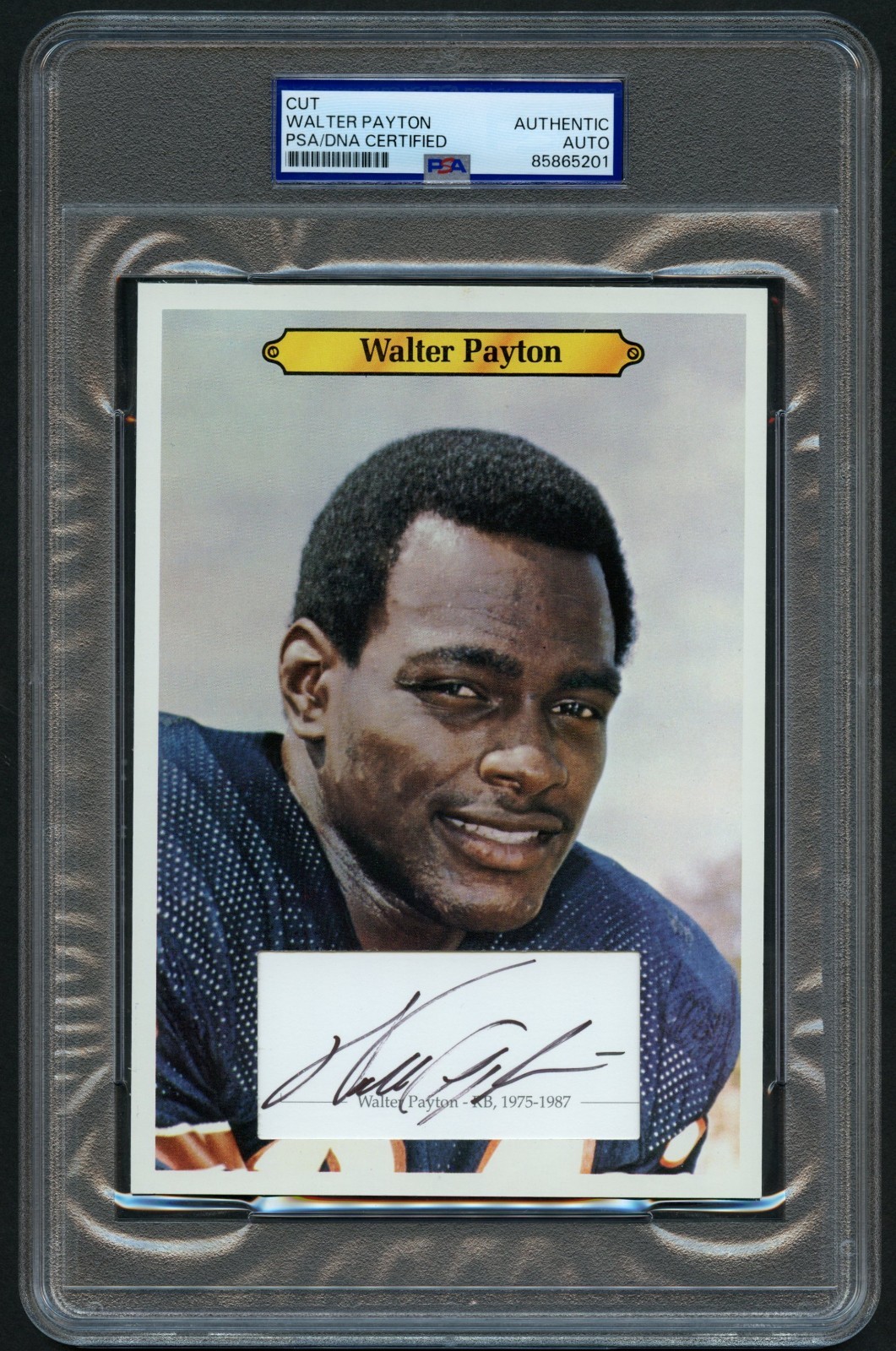 Walter Payton 1980 Topps Super #30 signed autograph 5×7 Custom Cut PSA Slabbed