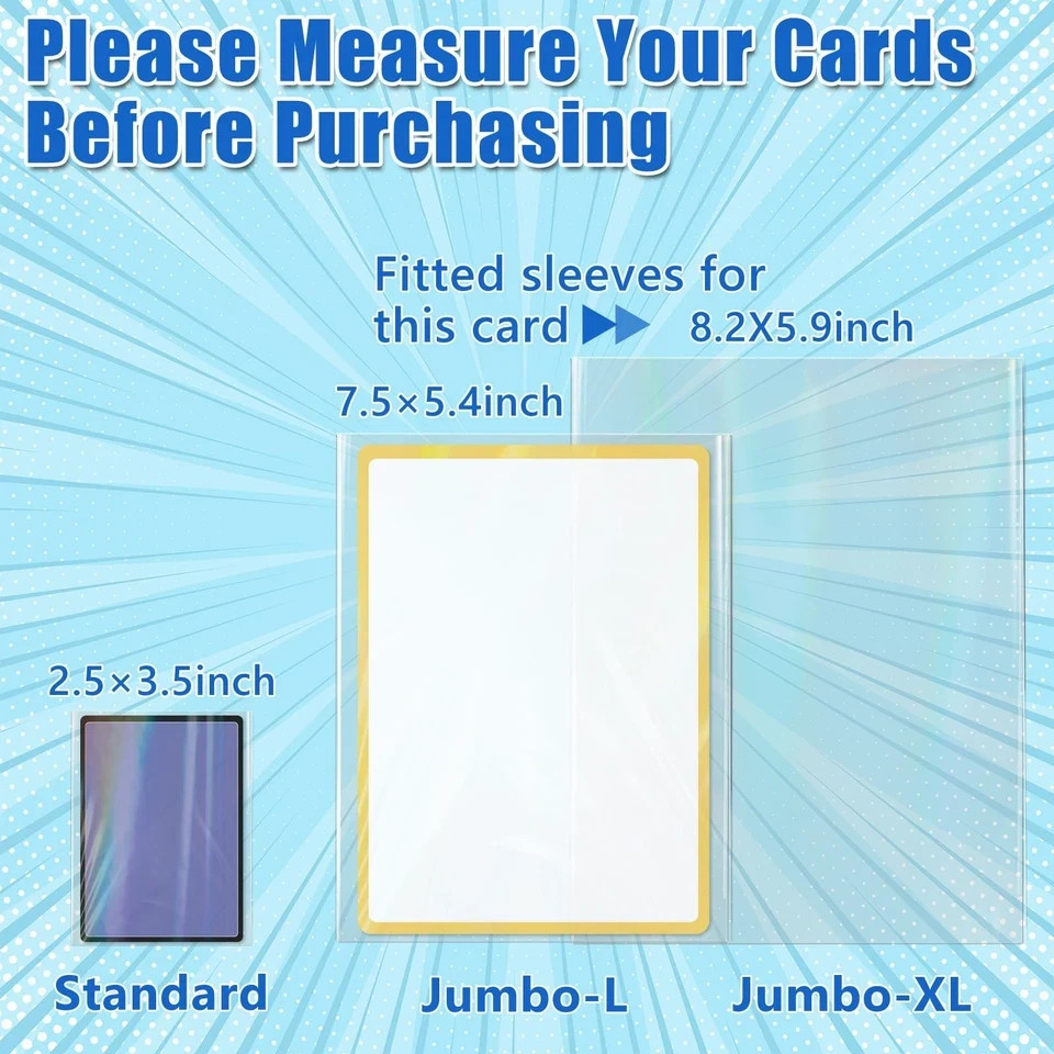 Jumbo Card Sleeves, Oversized Card Sleeves for TCG Trading Cards, Extra Thick…