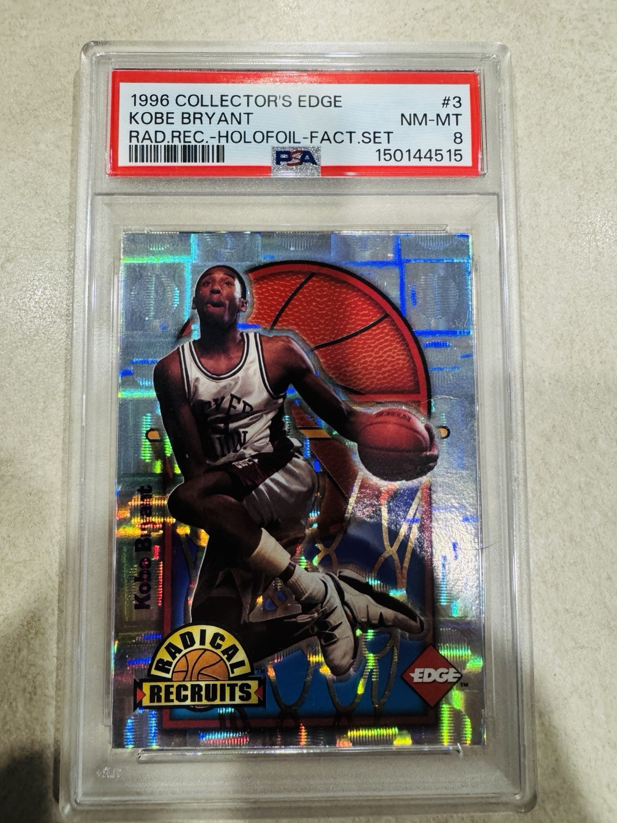1996 COLLECTOR’S EDGE RADICAL RECRUITS #3 KOBE BRYANT RAD.REC.-HOLOFOIL-FACT.SET
