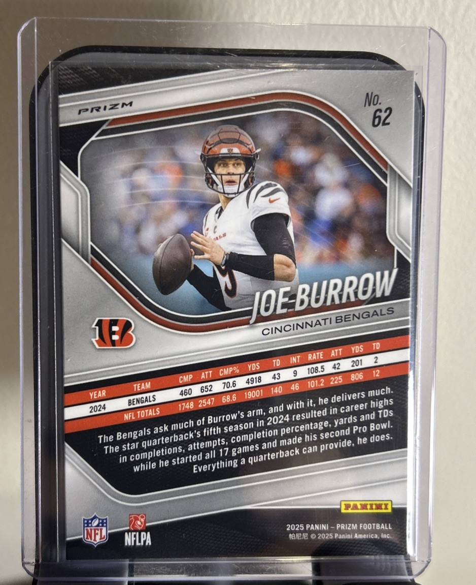 Joe Burrow 2025 Panini Prizm #62 Cincinnati Bengals Orange Ice Bengals
