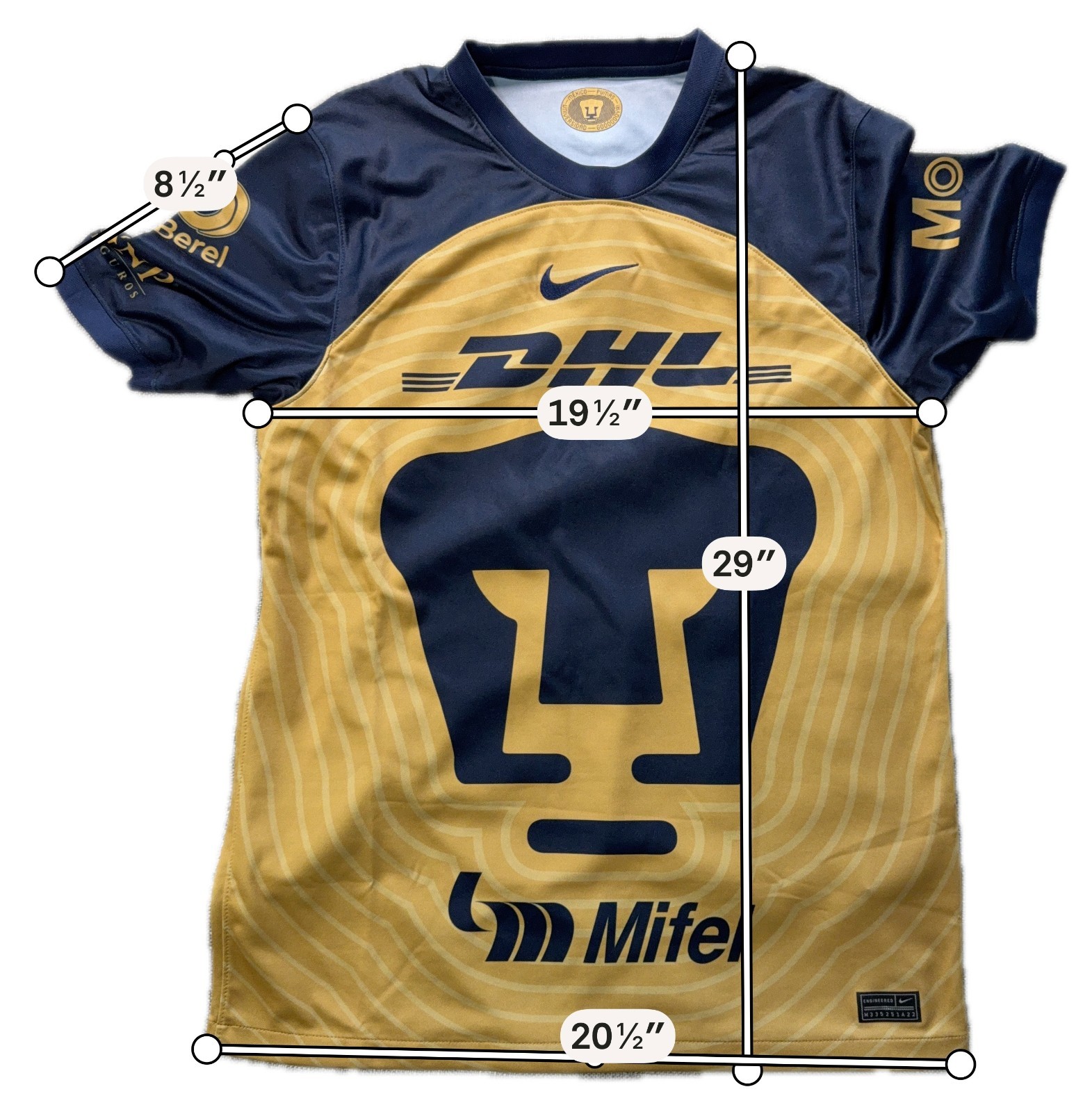 Nike Pumas UNAM 2022/23 Away Jersey Men M Gold Navy Liga MX DJ7683-711 Category