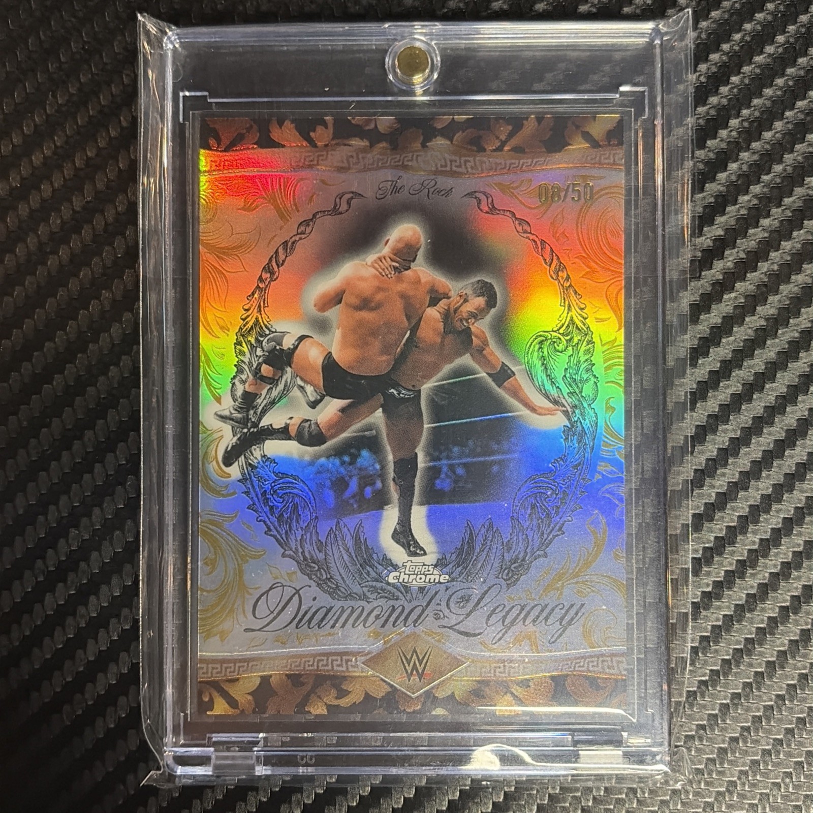 2026 Topps Chrome WWE The Rock #RDL-9 Diamond Legacy Gold 08/50 Stone Cold