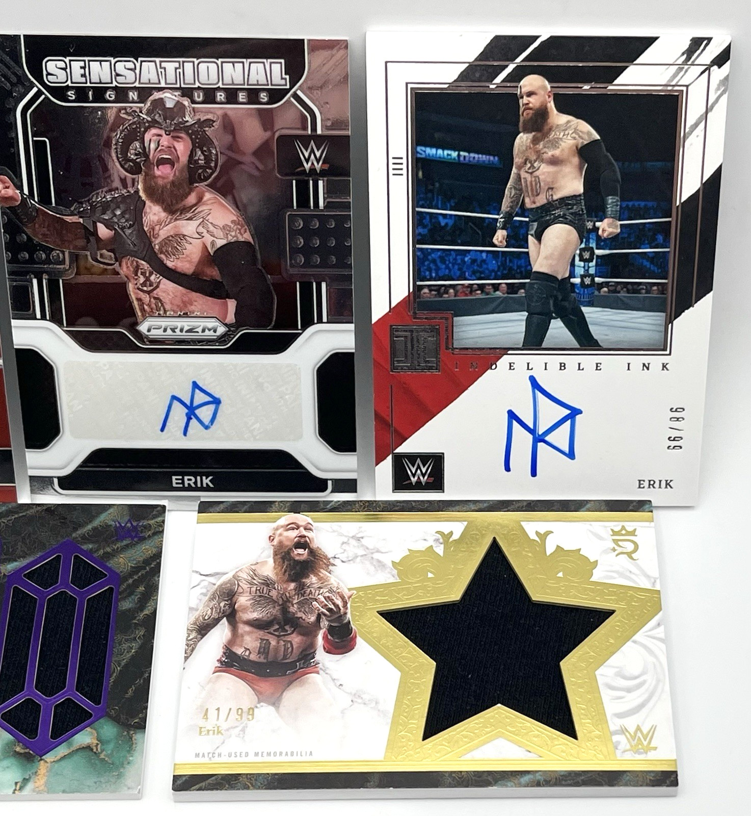 SIX 2022-2025 WWE VIKING RAIDERS IVAR & ERIK PATCH RELIC #’D AUTOGRAPH CARD LOT
