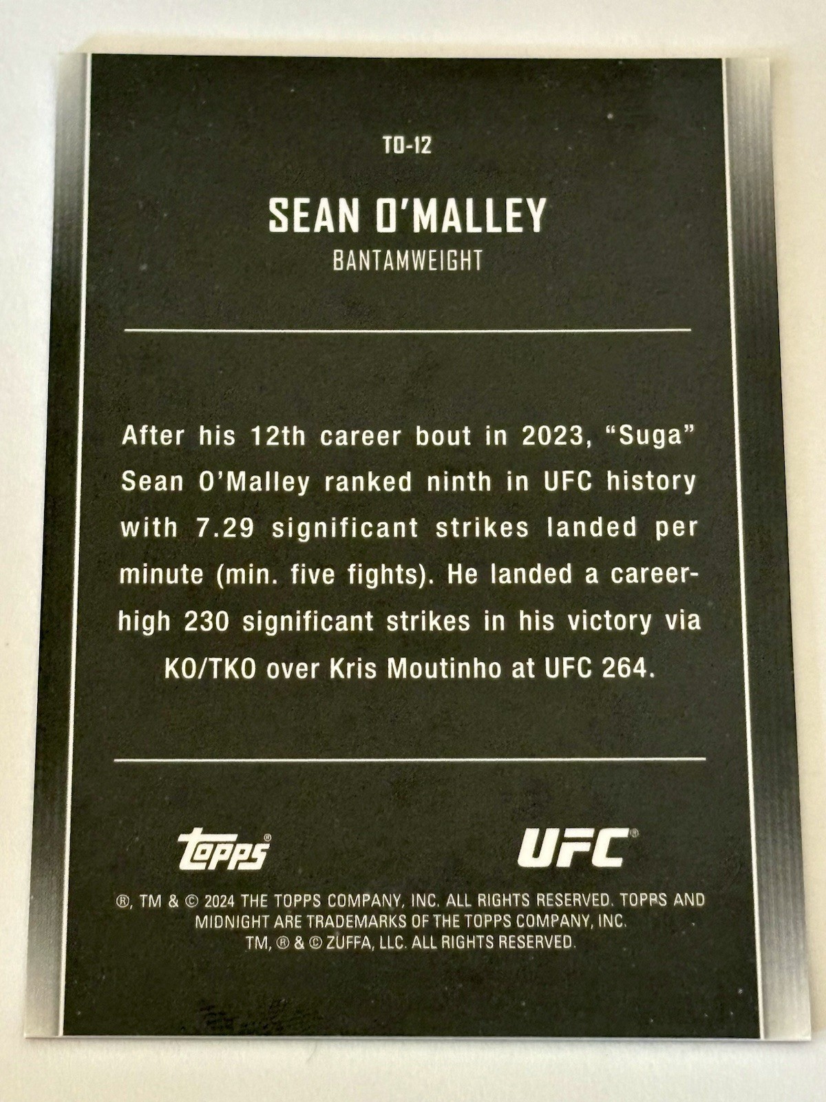 2024 Topps Midnight UFC Sean O’Malley The One And Only Twilight SP /99