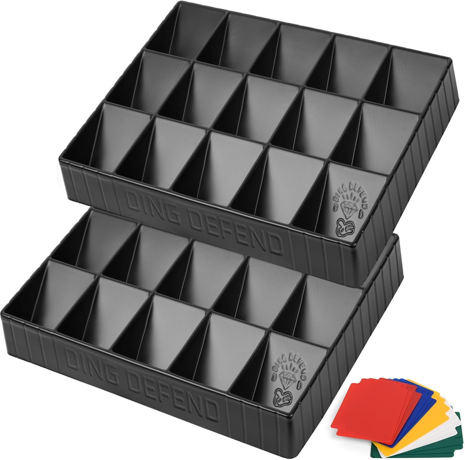 2 Pack Card Sorting Tray – Stackable Trading Cards Organizer, 15-Compartment Pla