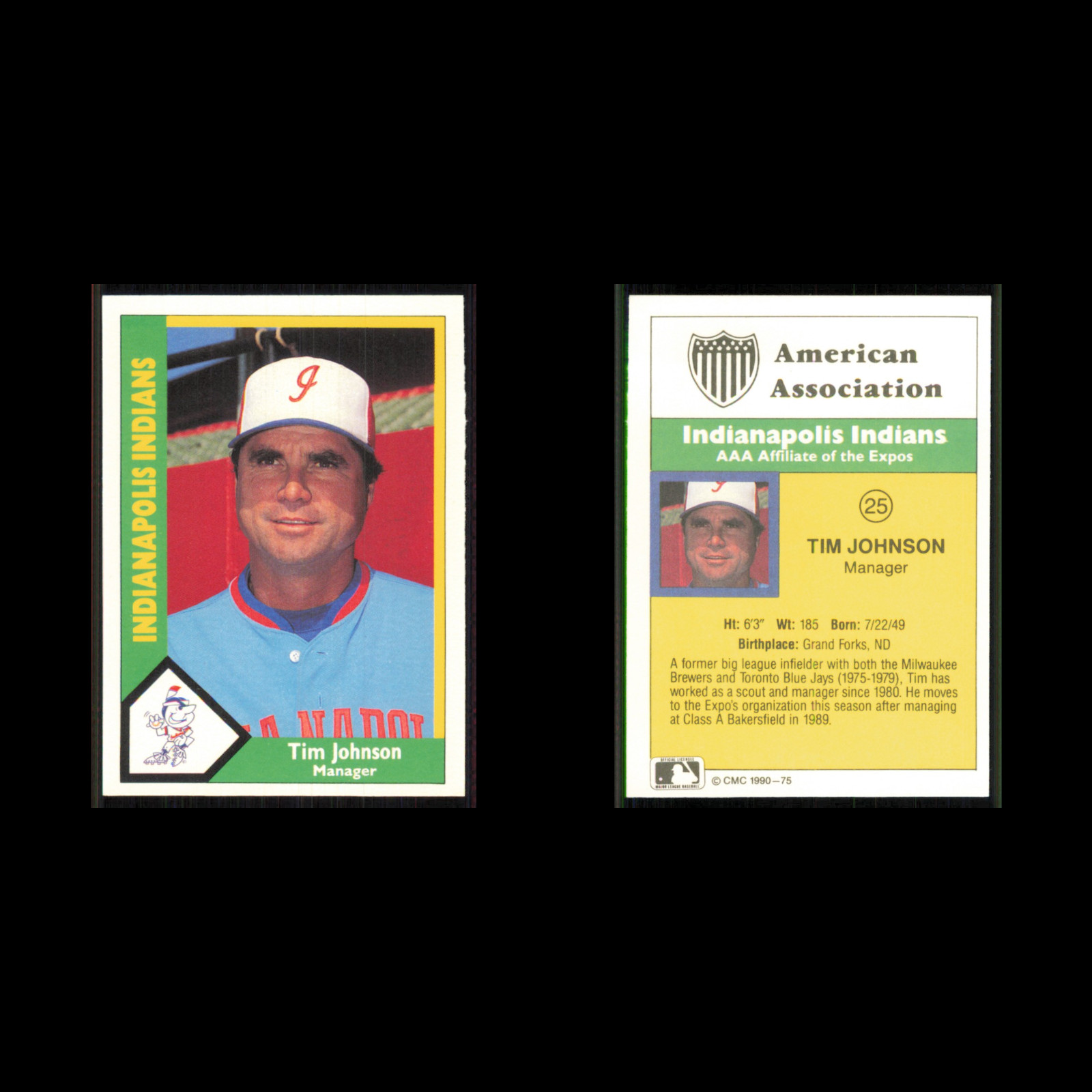 Tim Johnson #75 1990 CMC Minor League Indianapolis Indians Baseball Card MLB NM