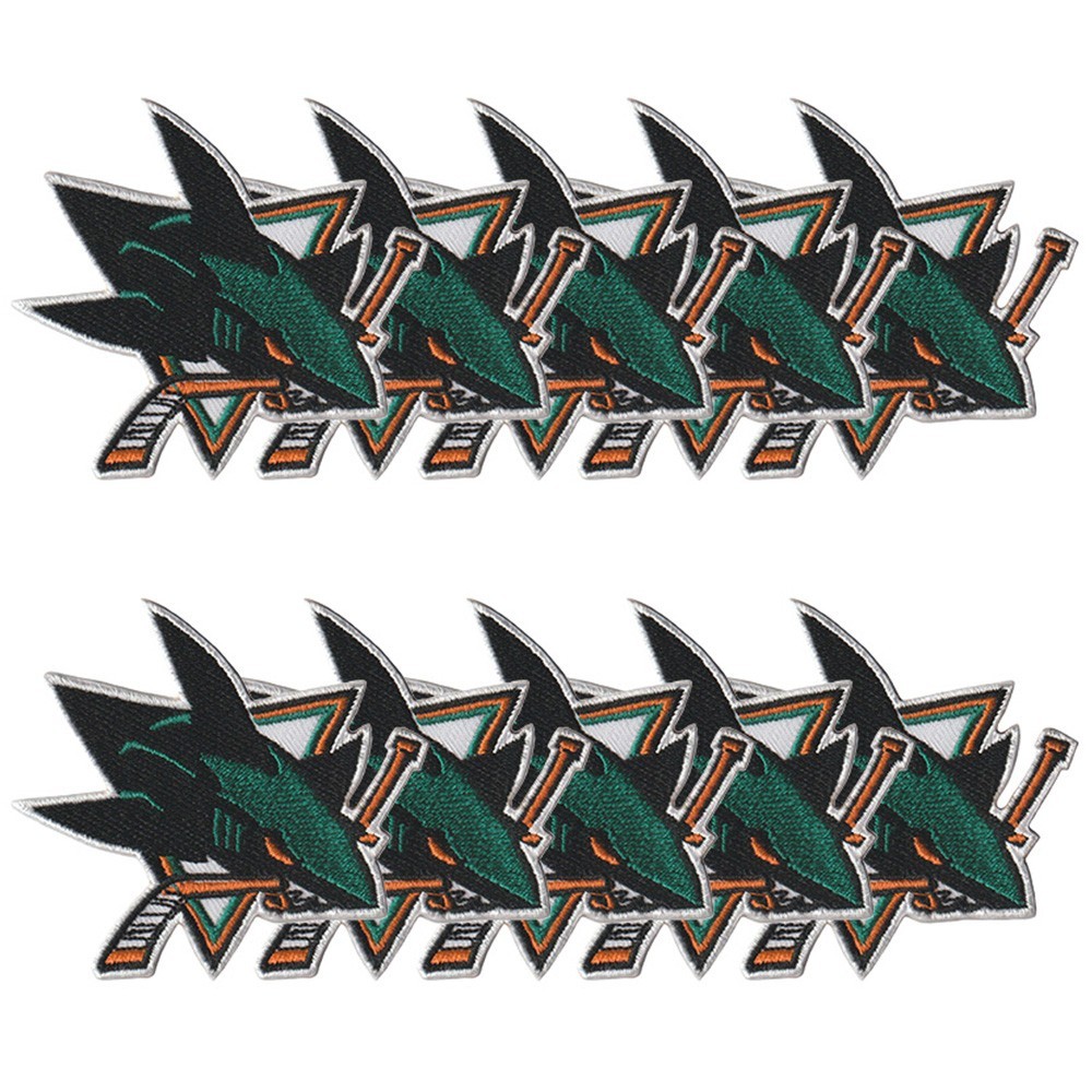 10 piece San Jose Sharks Ice Hockey Logo Size 3.2 in x 2.8 in Sew Iron On Patch
