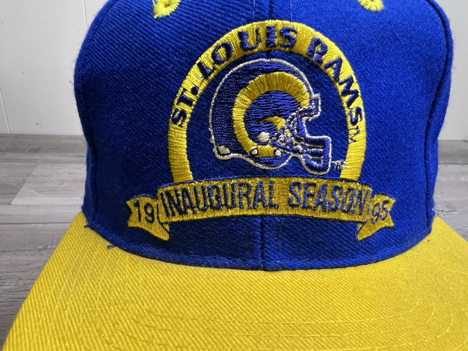 Vintage 1995 St Louis Rams Inaugural Season Logo Athletic Snapback Hat NFL 90s