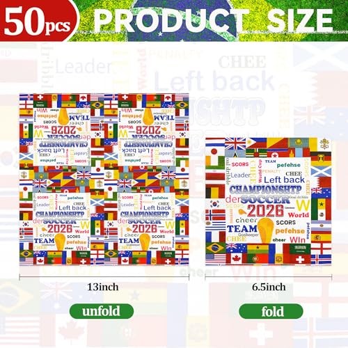 50Pcs World Cup 2026 Party Napkins – Internationals Themed Paper Napkins Flag