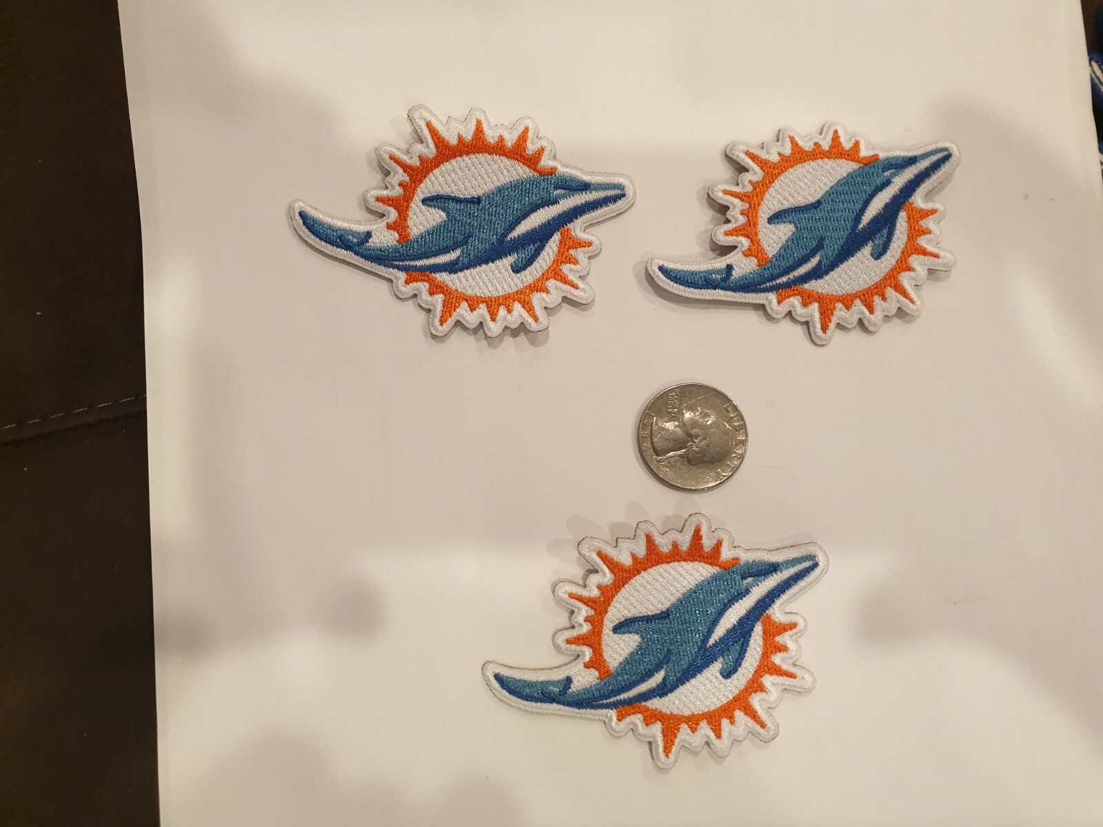(3)Miami Dolphins 3″X2.25″ EMBROIDERED IRON ON PATCHES