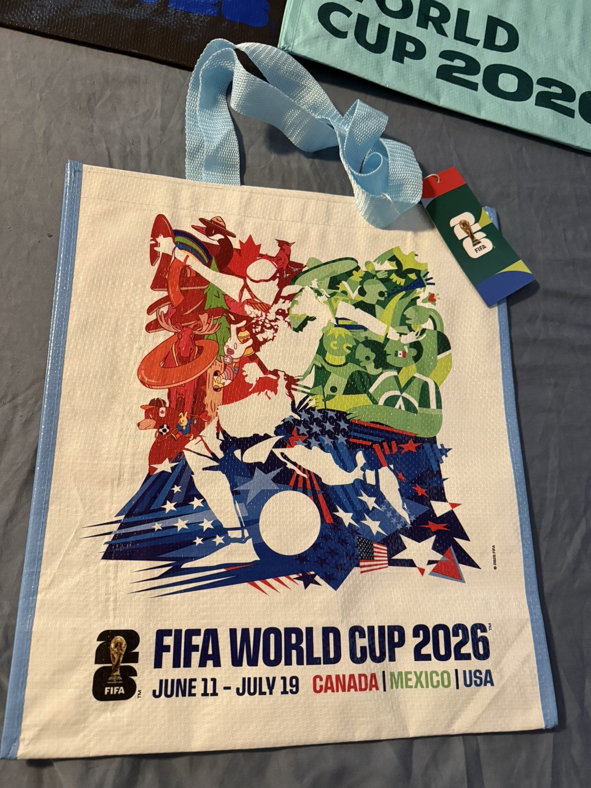 Lot of 6 FIFA World Cup Soccer 2026 Large Reusable Grocery Shopping Bag Bundle