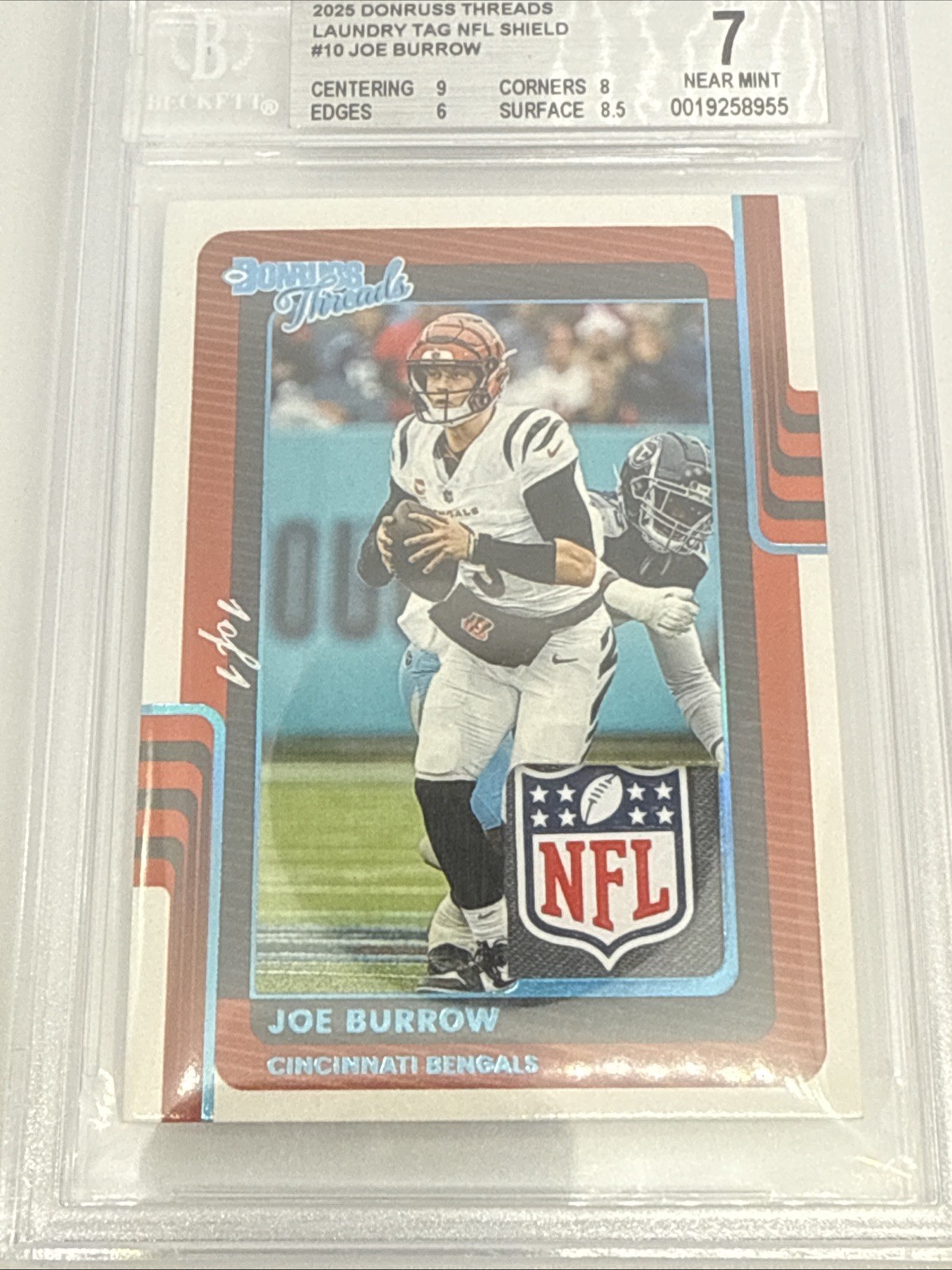 2025 Donruss Threads Laundry Tag NFL Shield 1/1 Joe Burrow